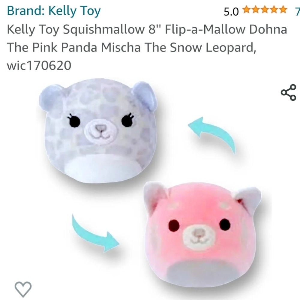 Squishmallows Flip-A-Mallows‎ 5" Dohna the Dragon & Mischa the Red Panda Plush